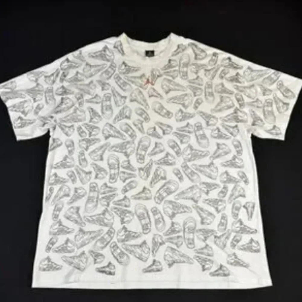 Nike Jordan All Over Front Print White Retro Shoes Sketch Orange Logo